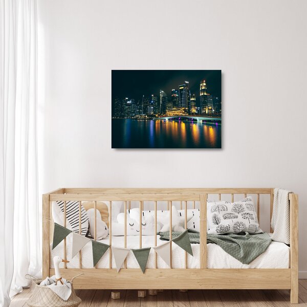 Staklena slika noćnog Singapura (70x50 cm)
