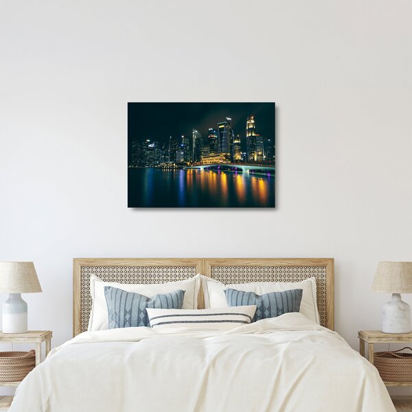 Staklena slika noćnog Singapura (70x50 cm)