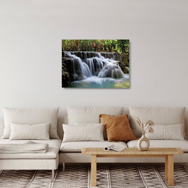Staklena slika vodopada u džungli (70x50 cm)