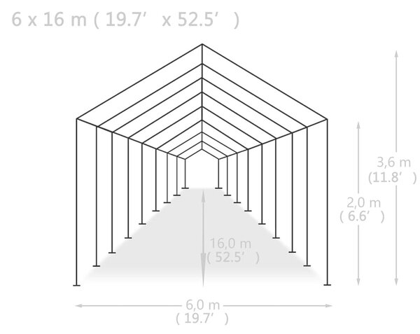 Šator za svadbe - šator za zabave od PE-a 6 x 16 m bijeli - 6 x 16 m 6 6 x 16 m 6