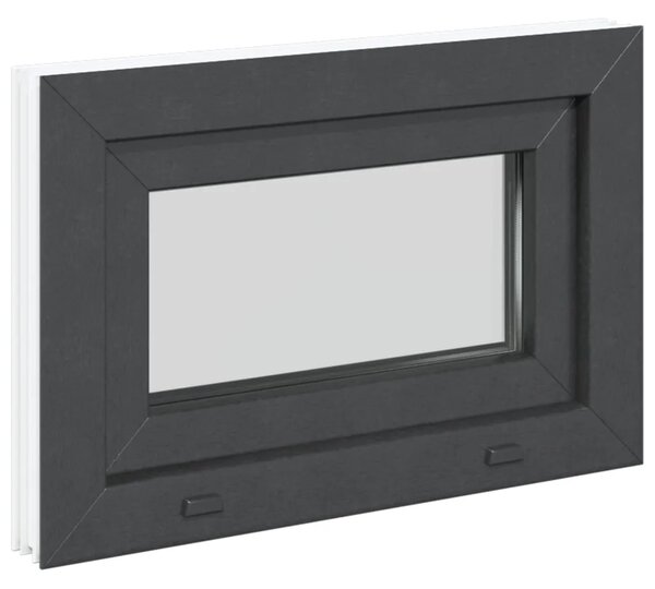 Prozor za podrum RISOR 60 x 40 cm PVC i prozirno obično staklo - Antracit 60 x 40 cm s dvostrukim staklenjem