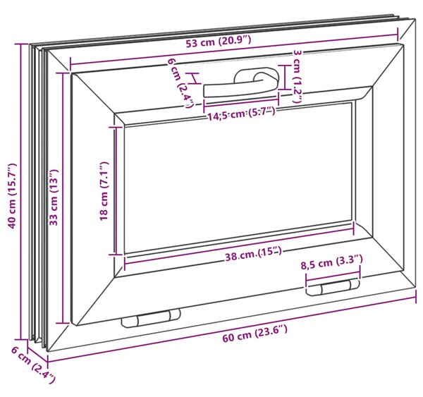 Prozor za podrum RISOR 60 x 40 cm PVC i prozirno obično staklo - Antracit 60 x 40 cm s dvostrukim staklenjem
