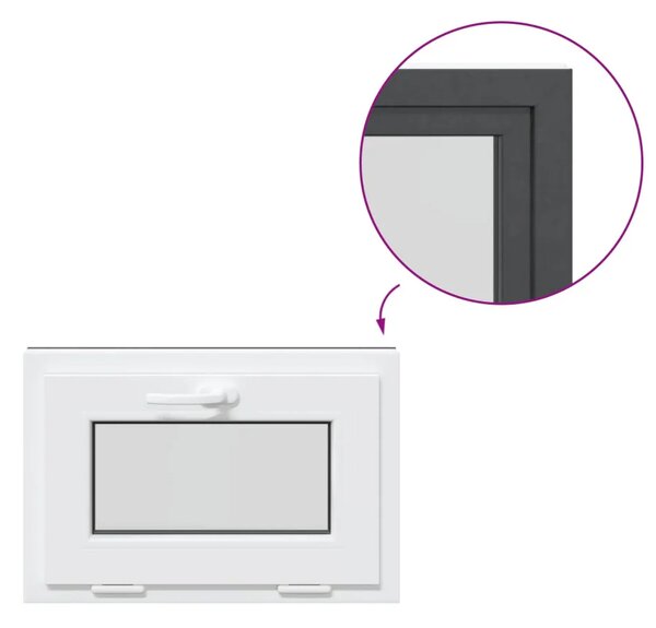 Prozor za podrum RISOR 60 x 40 cm PVC i prozirno obično staklo - Antracit 60 x 40 cm s dvostrukim staklenjem