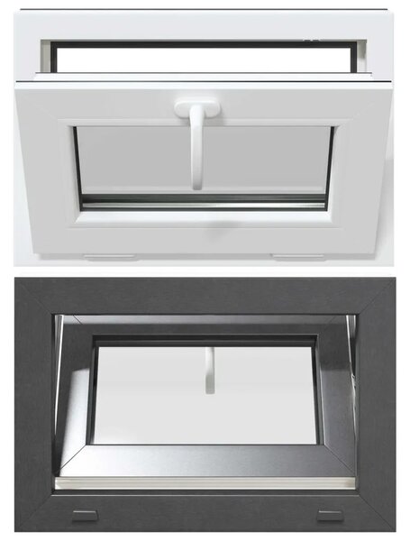Prozor za podrum RISOR 60 x 40 cm PVC i prozirno obično staklo - Antracit 60 x 40 cm s dvostrukim staklenjem