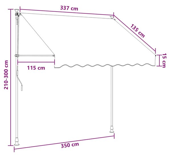 Ručno sklopiva tenda Bež 350 cm - Bež 350 cm Bijeli okvir