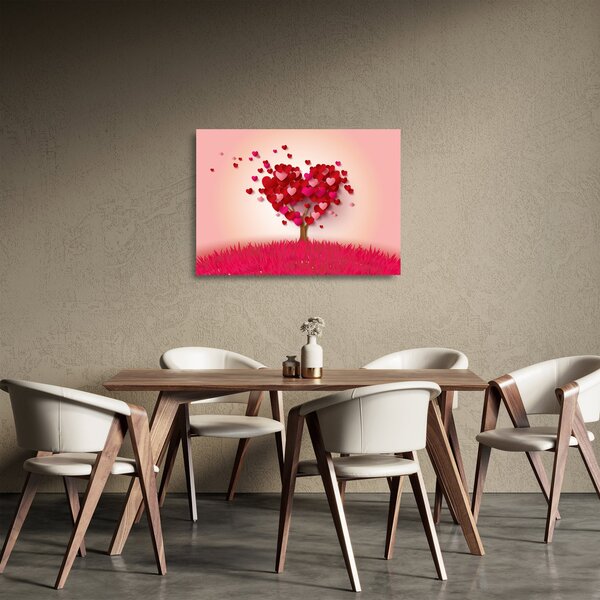 Staklena slika stabla u obliku srca (70x50 cm)