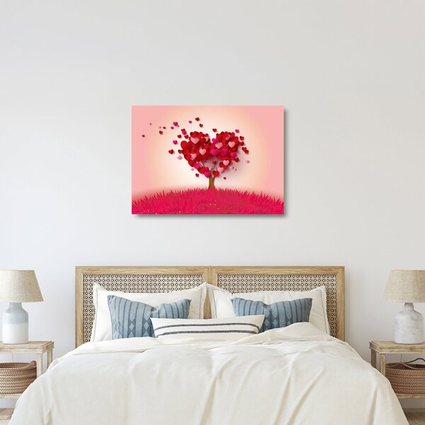 Staklena slika stabla u obliku srca (70x50 cm)