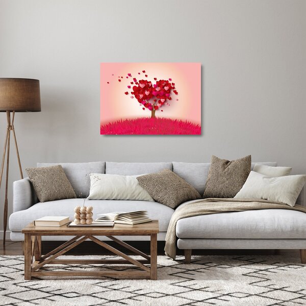 Staklena slika stabla u obliku srca (70x50 cm)