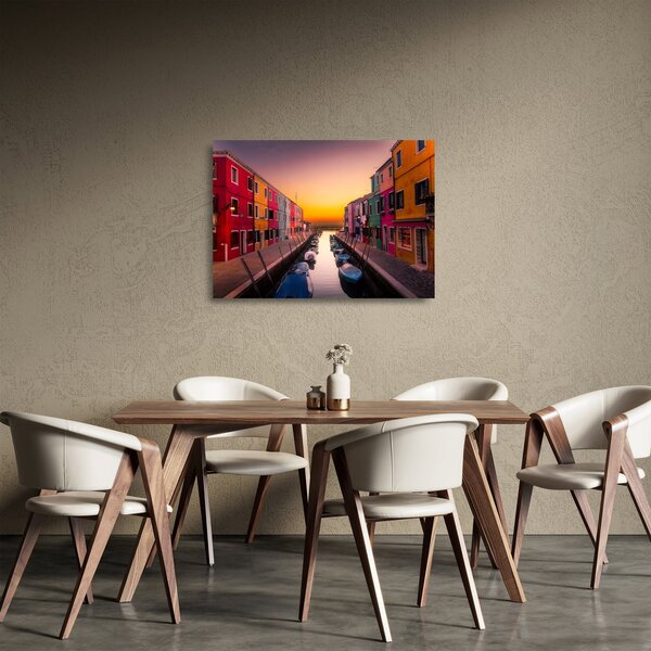 Staklena slika - Zalazak sunca, otok Burano, Venecija, Italija (70x50 cm)