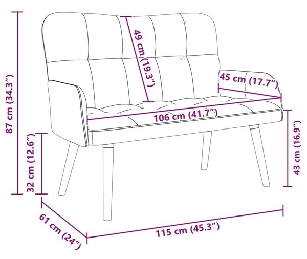 Sofa za dvije osobe Tamnozelena 115 x 61 x 87 cm Baršun - Tamnozelena