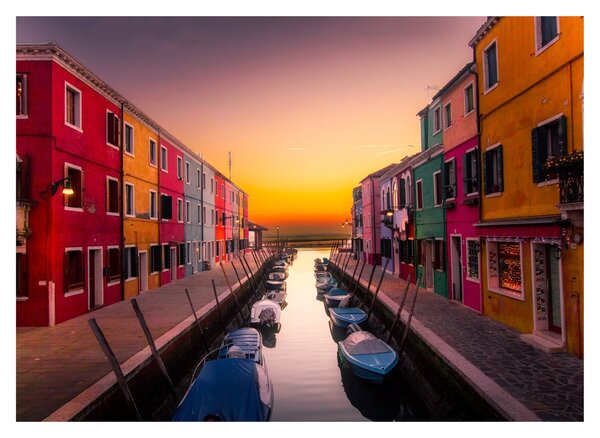 Staklena slika - Zalazak sunca, otok Burano, Venecija, Italija (70x50 cm)