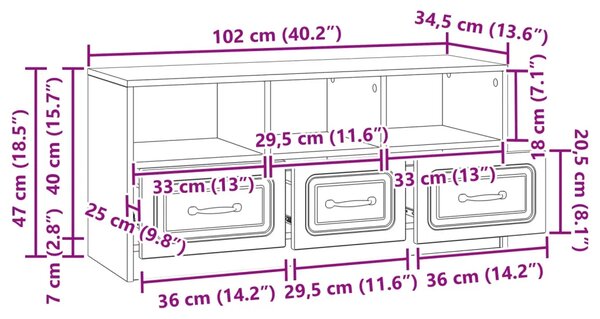 TV ormar Dimljeni hrast 102 x 34 5 x 47 cm Konstruirano drvo - Dimljeni hrast