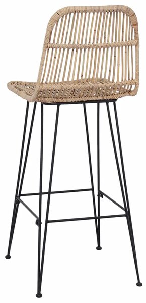 Barska stolica 2 kom. Prirodna 44 x 55 x 109 cm Ratan i Čelik - Prirodna