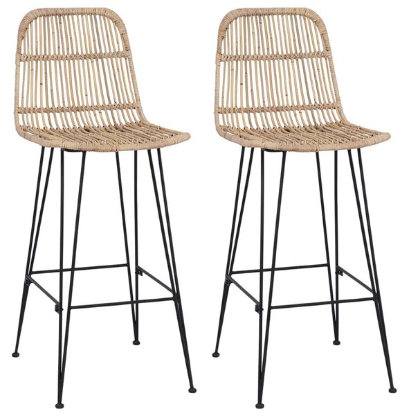 Barska stolica 2 kom. Prirodna 44 x 55 x 109 cm Ratan i Čelik - Prirodna