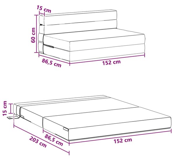 Sofa na razvlačenje Tamnosiva 152 x 86 5 x 60 cm Tkanina - Tamnosiva 203 x 152 x 15 cm Tkanina