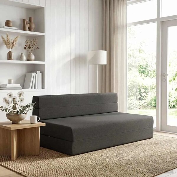 Sofa na razvlačenje Tamnosiva 152 x 86 5 x 60 cm Tkanina - Tamnosiva 203 x 152 x 15 cm Tkanina