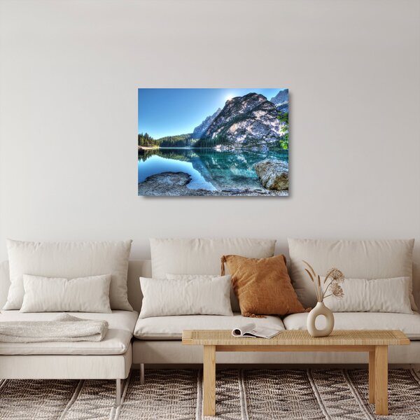 Staklena slika planinskog jezera (70x50 cm)