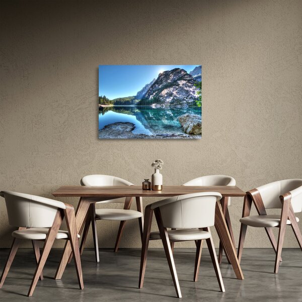 Staklena slika planinskog jezera (70x50 cm)