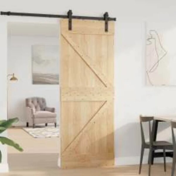 Vrata NARVIK 80 x 210 cm Čvrsta borovina (neobrađena) Prirodna - Prirodna 80 x 210 cm Trokutasti