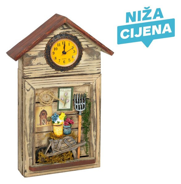 Ormarić za ključeve Picnic drveni / sa satom