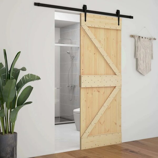 Vrata NARVIK 80 x 210 cm Čvrsta borovina (neobrađena) Prirodna - Prirodna 80 x 210 cm Trokutasti
