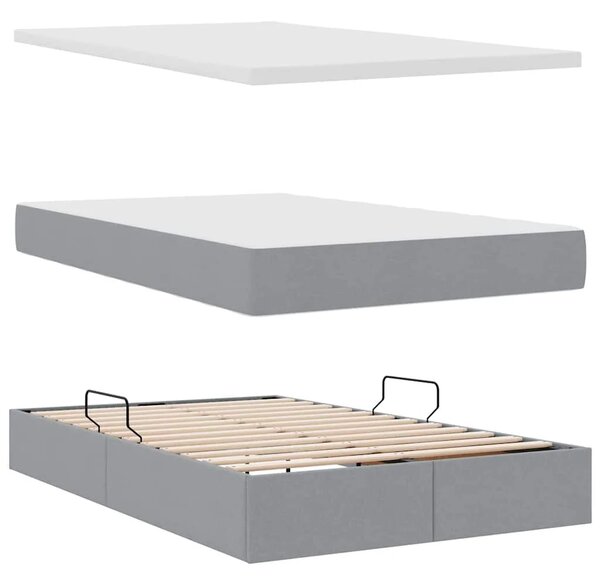 Krevet s madracem i skladištem Svijetlo siva 120 x 200 cm - Svjetlosiva 120 x 200 cm Dizajn s jastučićima