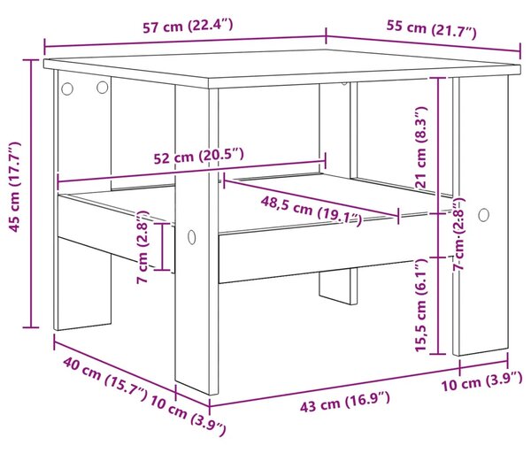 Stolić za kavu Siva Sonoma 57 x 55 x 45 cm Konstruirano drvo - Sivi hrast sonoma 57 x 55 x 45 cm