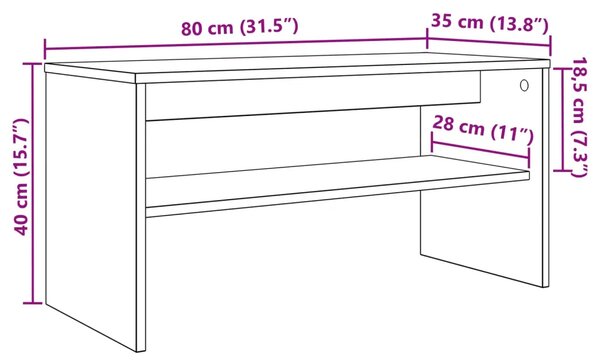 TV ormar 80 x 35 x 40 cm Bijelo Konstruirano drvo - Bijelo 80 x 35 x 40 cm