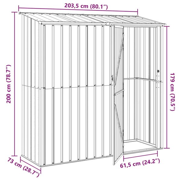 Vrtne šupe Antracit 203 5 x 73 x 200 cm Metal - Antracit 203 x 71 x 200 cm
