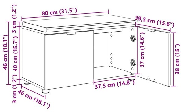 Klupa za hodnik s jastukom Sonoma hrast 80 x 38 x 46 cm - sonoma hrast 80 cm