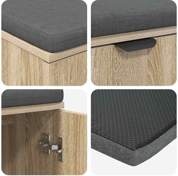 Klupa za hodnik s jastukom Sonoma hrast 80 x 38 x 46 cm - sonoma hrast 80 cm