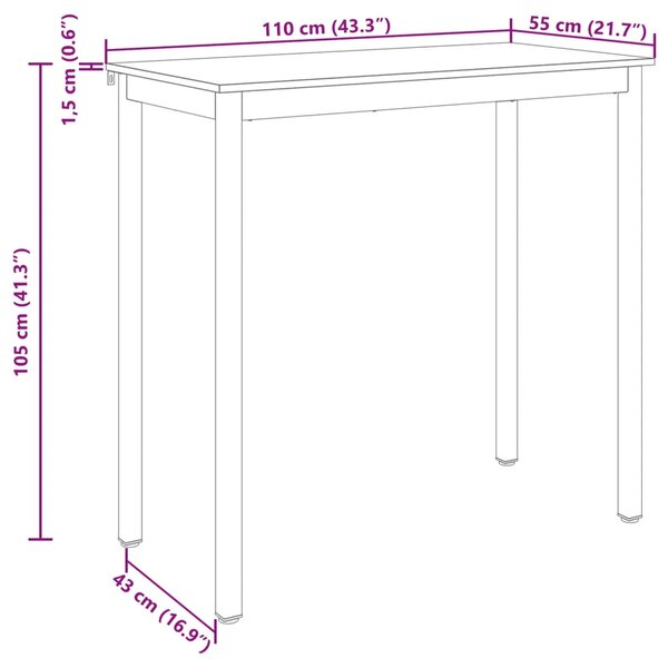 Stol za stajanje Konstruirano drvo Pravokutni - Crni hrast 110 x 55 x 105 cm