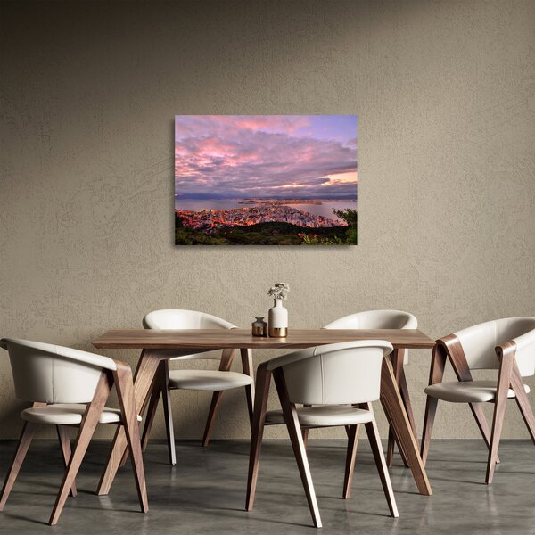 Staklena slika - Sumrak nad gradom (70x50 cm)