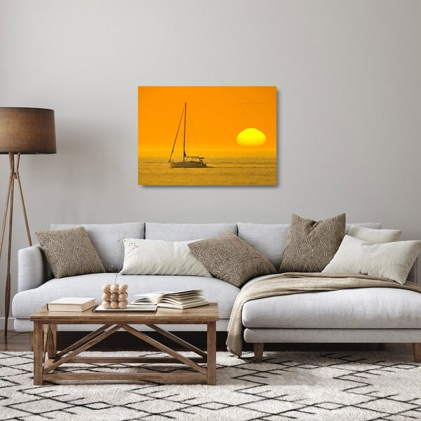 Staklena slika - Čamac usred mora (70x50 cm)