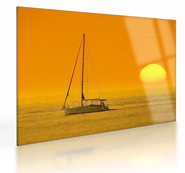 Staklena slika - Čamac usred mora (70x50 cm)