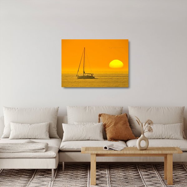 Staklena slika - Čamac usred mora (70x50 cm)