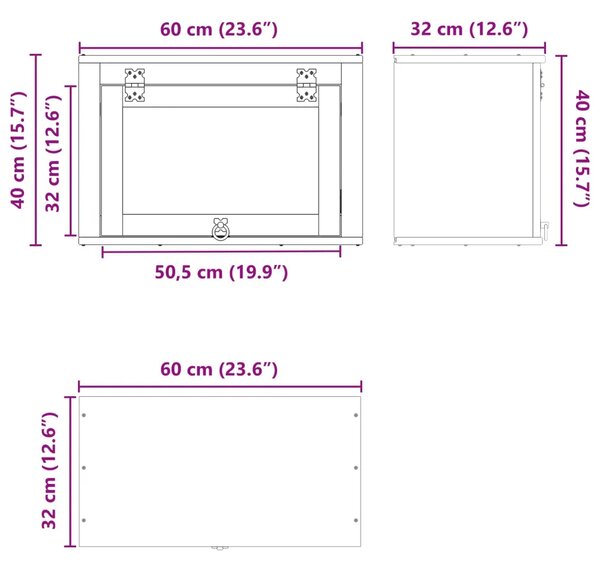 Kabinet SKI Medeno Smeđa 60 x 32 x 40 cm Čvrsto borovo drvo - Zidni ormarić s vratima Medeno smeđa