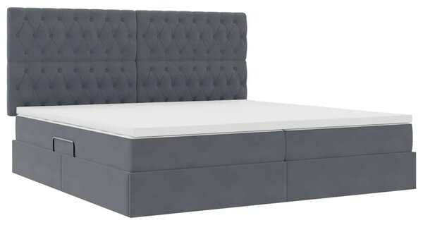 Krevet s madracem i skladištem Tamno siva 200 x 200 cm Baršun - Tamno siva 200 x 200 cm Dizajn s jastučićima