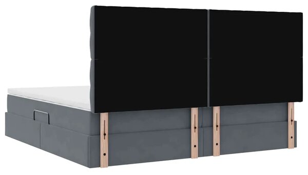 Krevet s madracem i skladištem Tamno siva 200 x 200 cm Baršun - Tamno siva 200 x 200 cm Dizajn s jastučićima