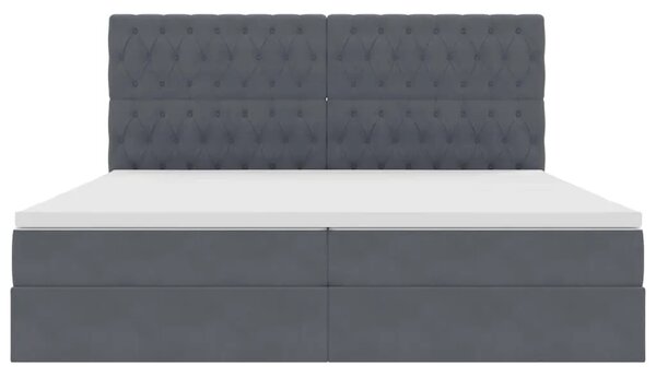 Krevet s madracem i skladištem Tamno siva 200 x 200 cm Baršun - Tamno siva 200 x 200 cm Dizajn s jastučićima