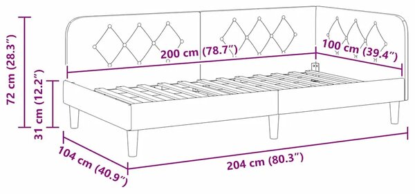 Kutni okvir kreveta Sivo-smeđa 100 x 200 cm tkanina - Sivo-smeđa 100 x 200 cm