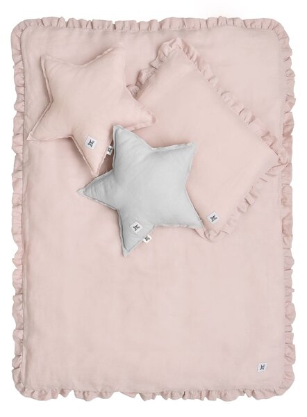 Lanena posteljina za krevetić DUSTY PINK, vel. M