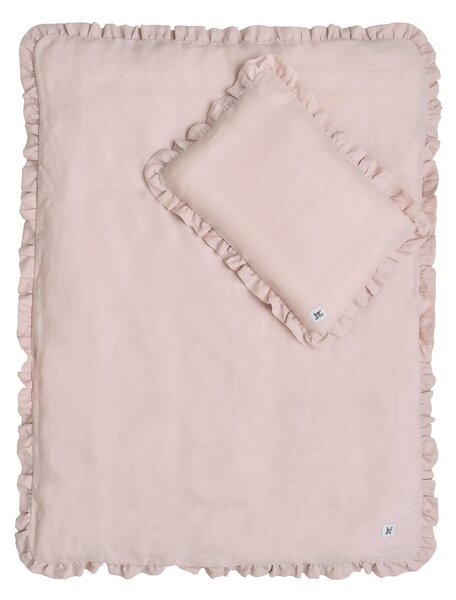 Lanena posteljina za krevetić DUSTY PINK, vel. M
