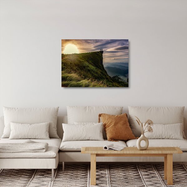 Staklena slika žena na litici (70x50 cm)