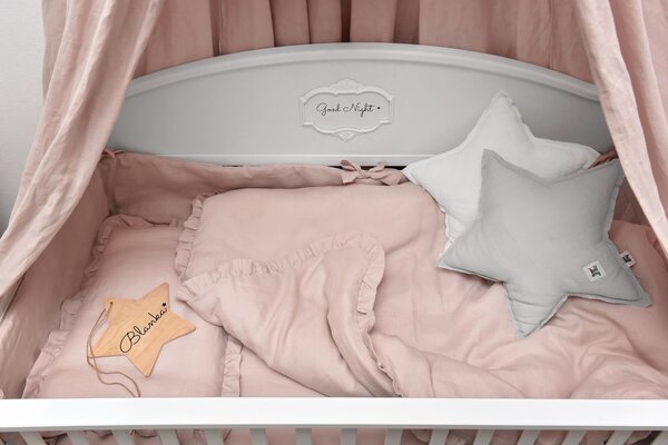 Lanena posteljina za krevetić DUSTY PINK, vel. M