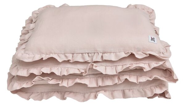 Lanena posteljina za krevetić DUSTY PINK, vel. M