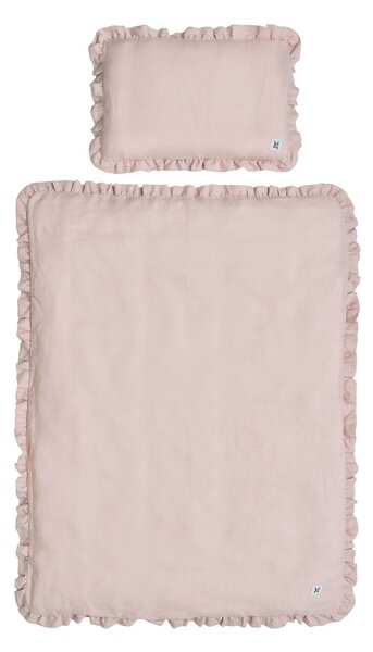 Lanena posteljina za krevetić DUSTY PINK, vel. M
