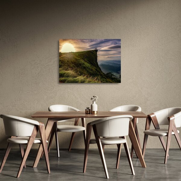 Staklena slika žena na litici (70x50 cm)