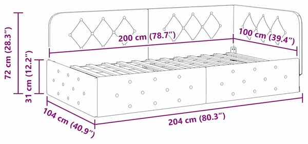 Kutni okvir kreveta Sivo-smeđa 100 x 200 cm tkanina - Sivo-smeđa 100 x 200 cm