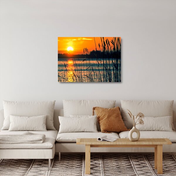 Staklena slika - Zalazak sunca nad jezerom (70x50 cm)